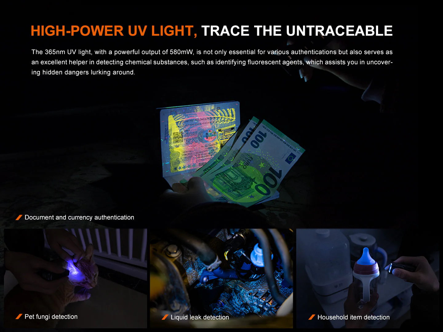 Fenix E06R Keychain Light with White, UV, and Red Laser Lights - Image 6
