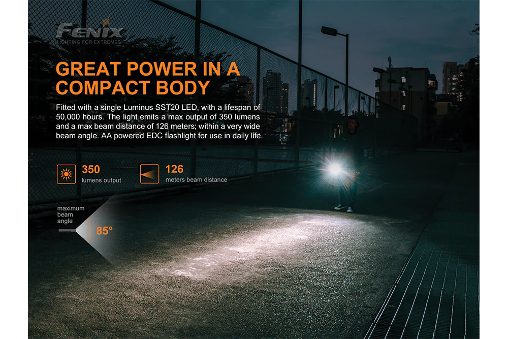 Fenix E20 V2.0 EDC Flashlight - 350 Lumens - Image 10