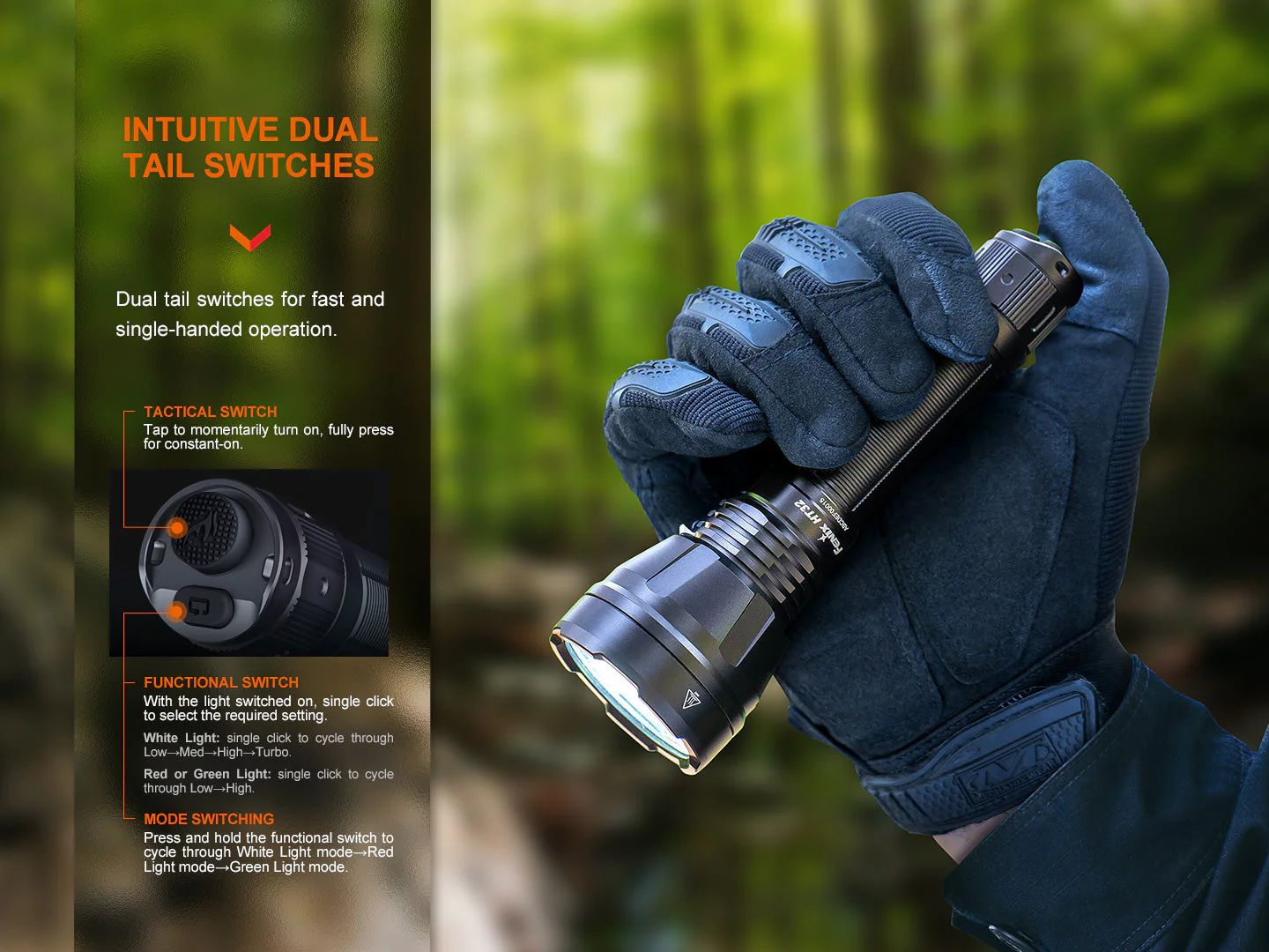 Fenix HT32 Hunting Flashlight with Red & Green Output - Image 2