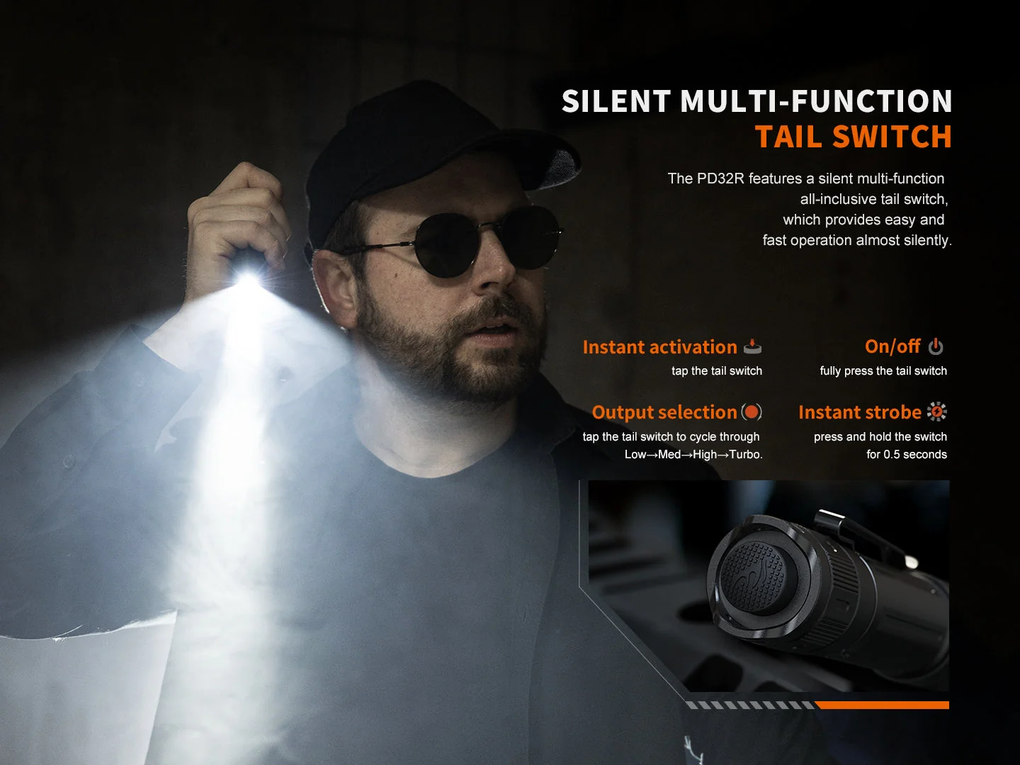 Fenix PD32R Rechargeable Silent Switch LED Flashlight - Image 8