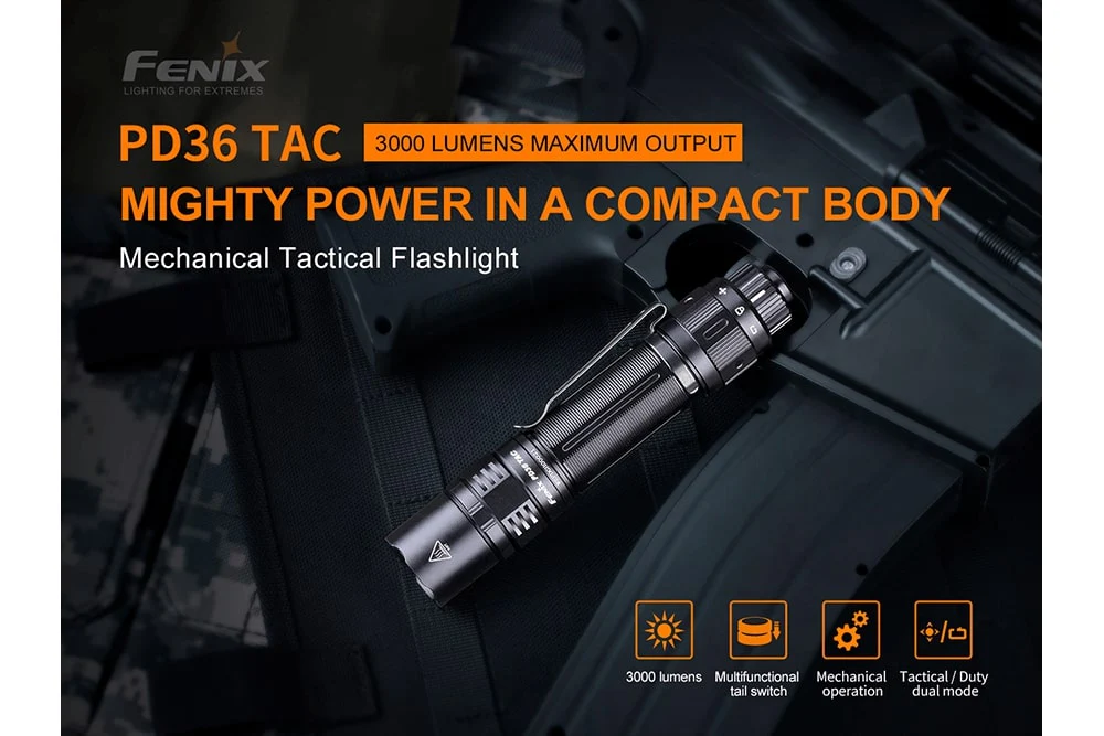 Fenix PD36 TAC Tactical Flashlight - 3000 Lumens - Image 3