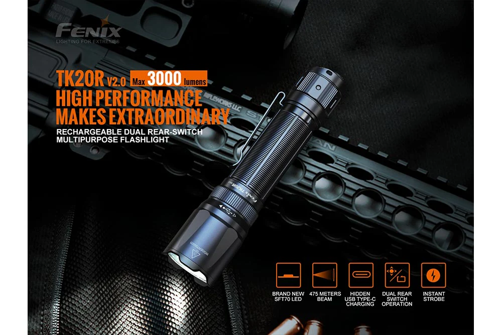 Fenix TK20R V2.0 Rechargeable Flashlight | 3000 lumens - Image 3