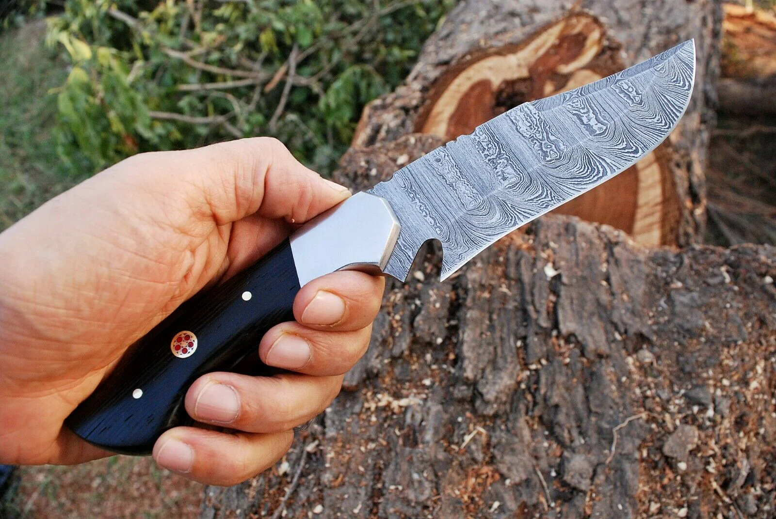 Fixed Blade Custom Handmade Damascus Steel Hunting Knife - Image 2