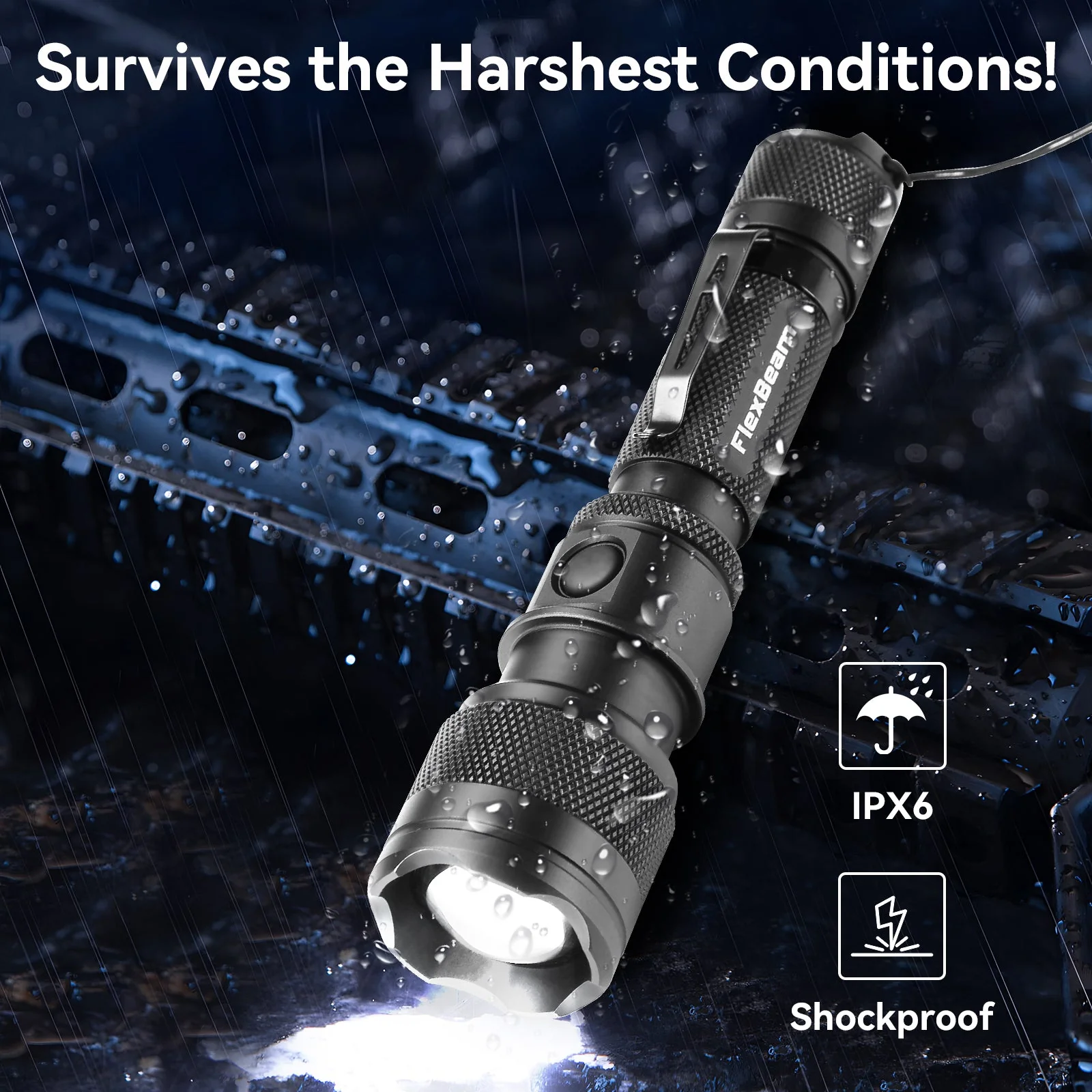 FlexBeam 1200LM Thread-Zoom Hunting Flashlight | 700M Range | Stable on Guns & Bikes - Image 8