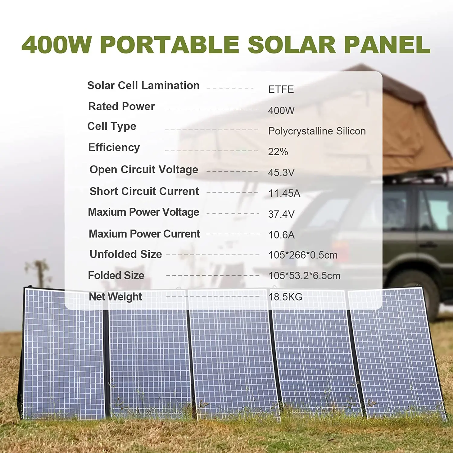 Foldable Solar Panel 400W 200W 140W 100W 60W Charger for Power Station Generator - Image 3