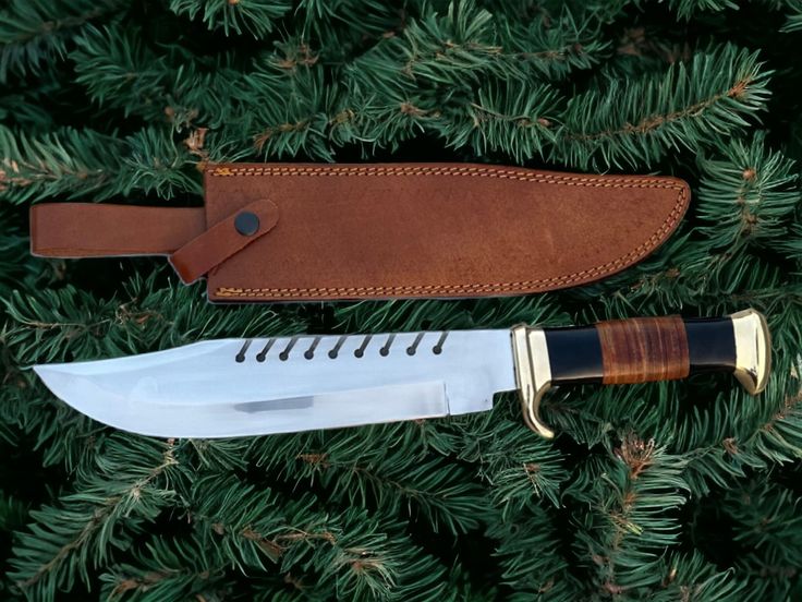 Frontier Legend Bowie Knife – Custom Handmade D2 Steel Blade with Stacked Leather Handle, 16" Overall Length - Image 3