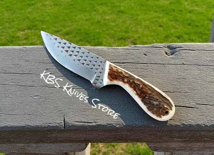 Full ELK Horn Knife – 7" Rasp Steel Blade with Sheath
