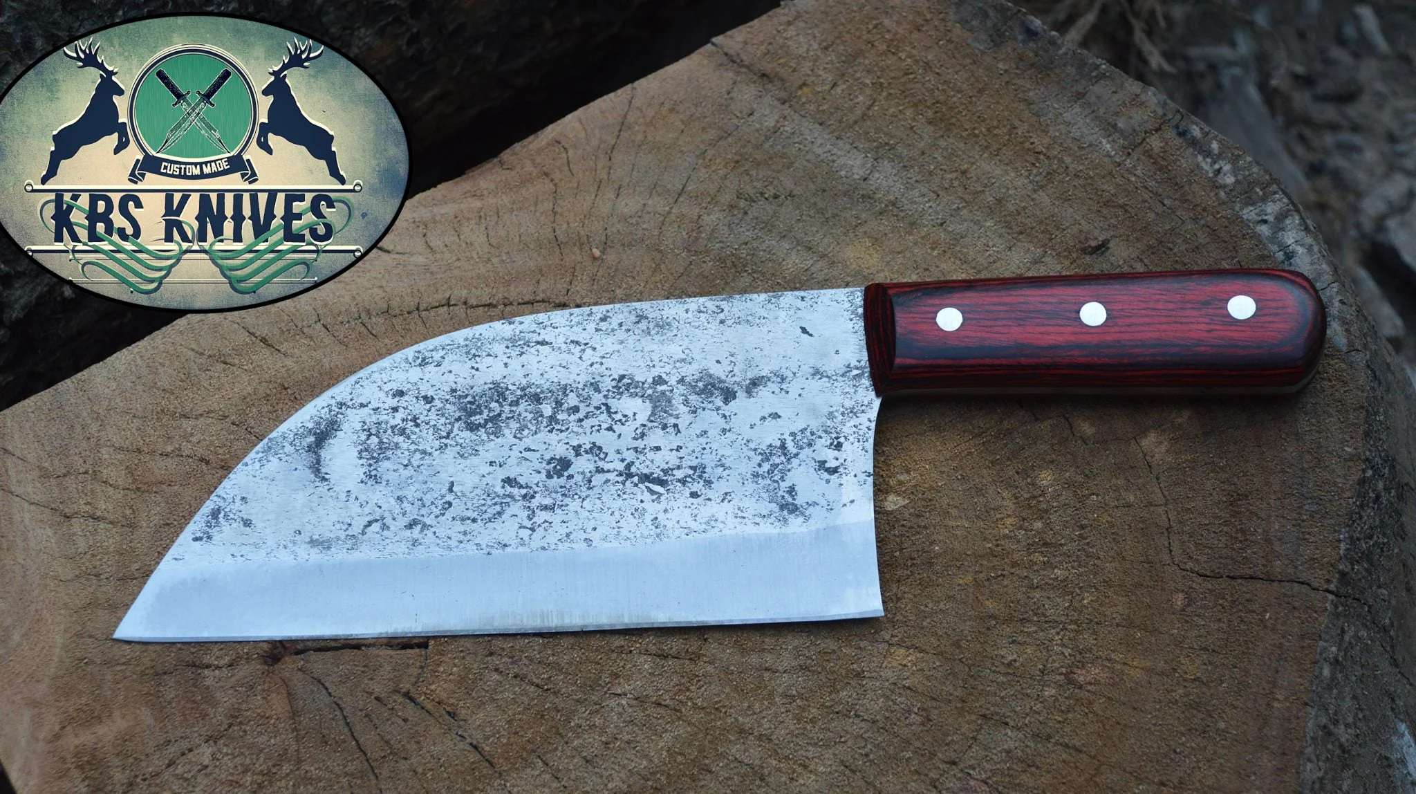 Full Tang Custom Handmade 1095 High Carbon Steel Chef / Chopper Knife - Image 2