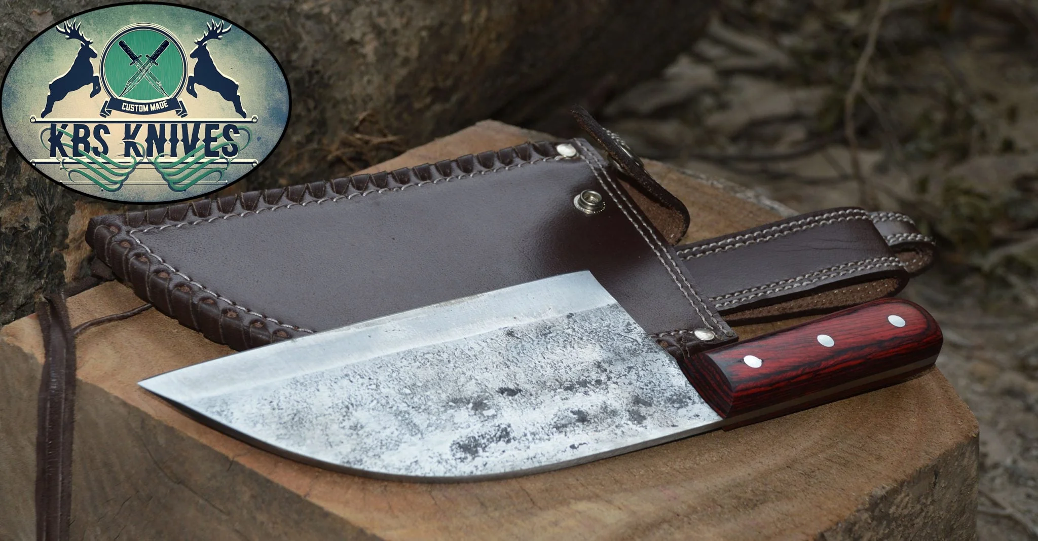 Full Tang Custom Handmade 1095 High Carbon Steel Chef / Chopper Knife - Image 4