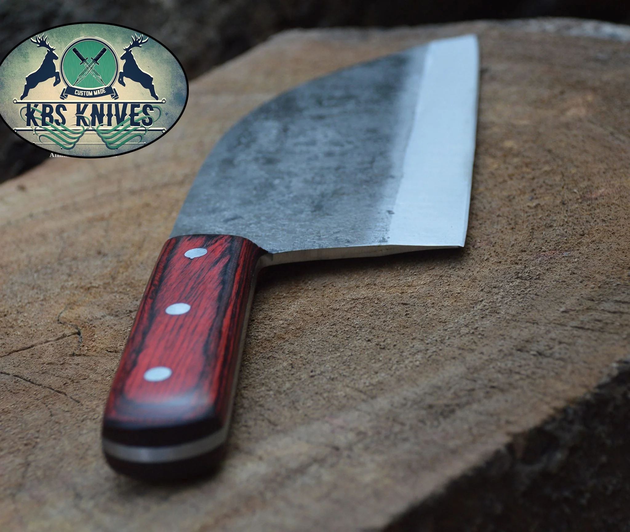 Full Tang Custom Handmade 1095 High Carbon Steel Chef / Chopper Knife - Image 5