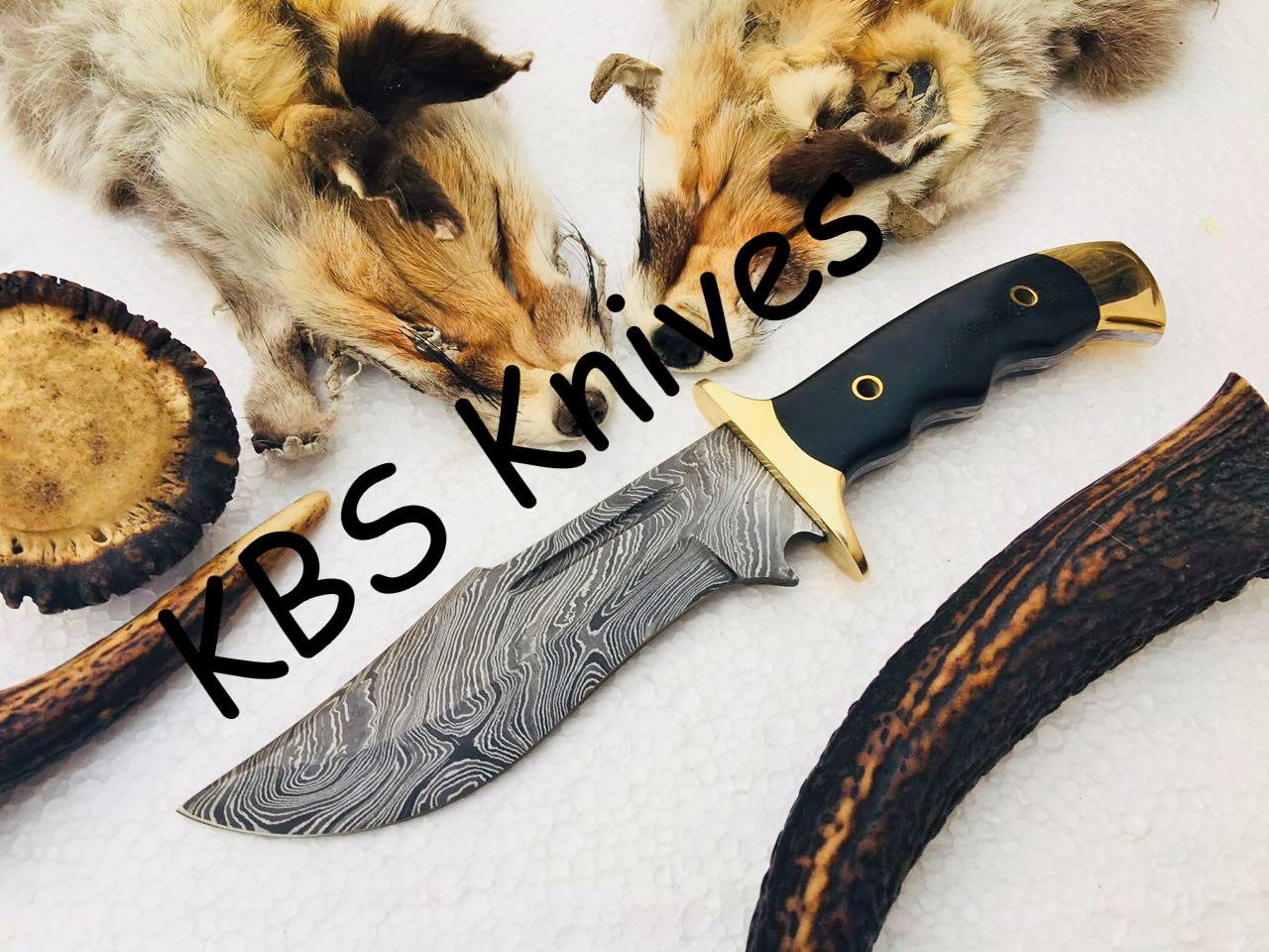 Full Tang Custom Handmade Damascus Steel Blade Hunter Knife - Image 5