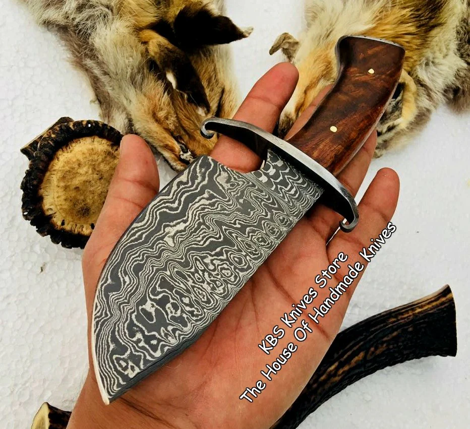 Full Tang Custom Handmade Damascus Steel Hunting Skinning Knives - Image 2