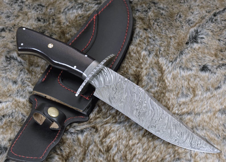 FULL TANG DAMASCUS HUNTING BOWIE KNIFE - Image 2