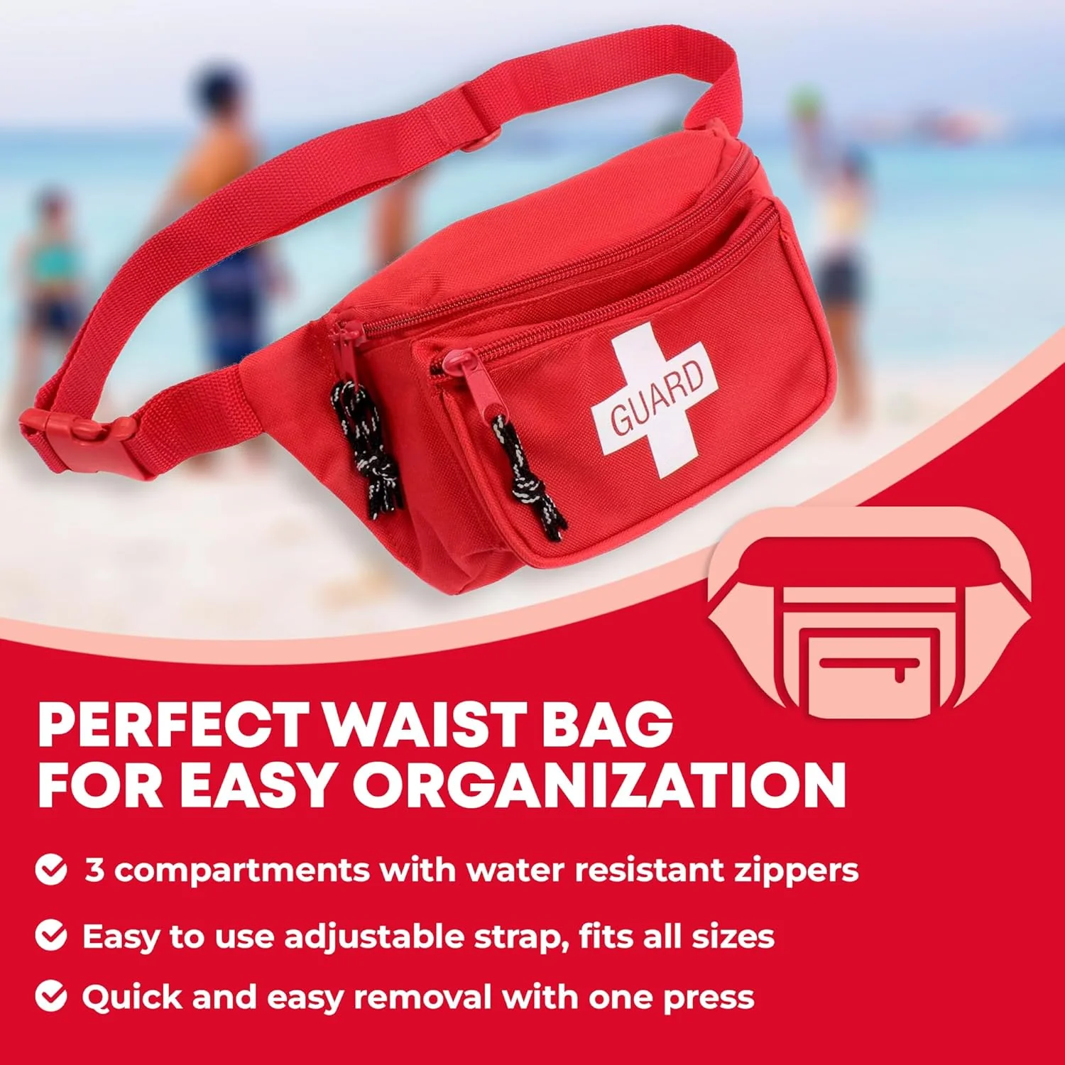Fully Stocked First Aid Fanny Pack Kit with CPR Masks - 72 Piece Set - Image 4