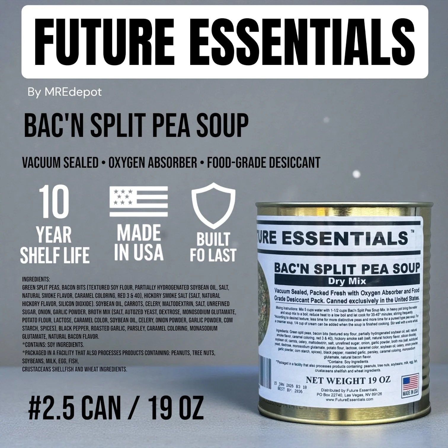 Future Essentials Bacon Split Pea Soup Dry Mix - Image 6