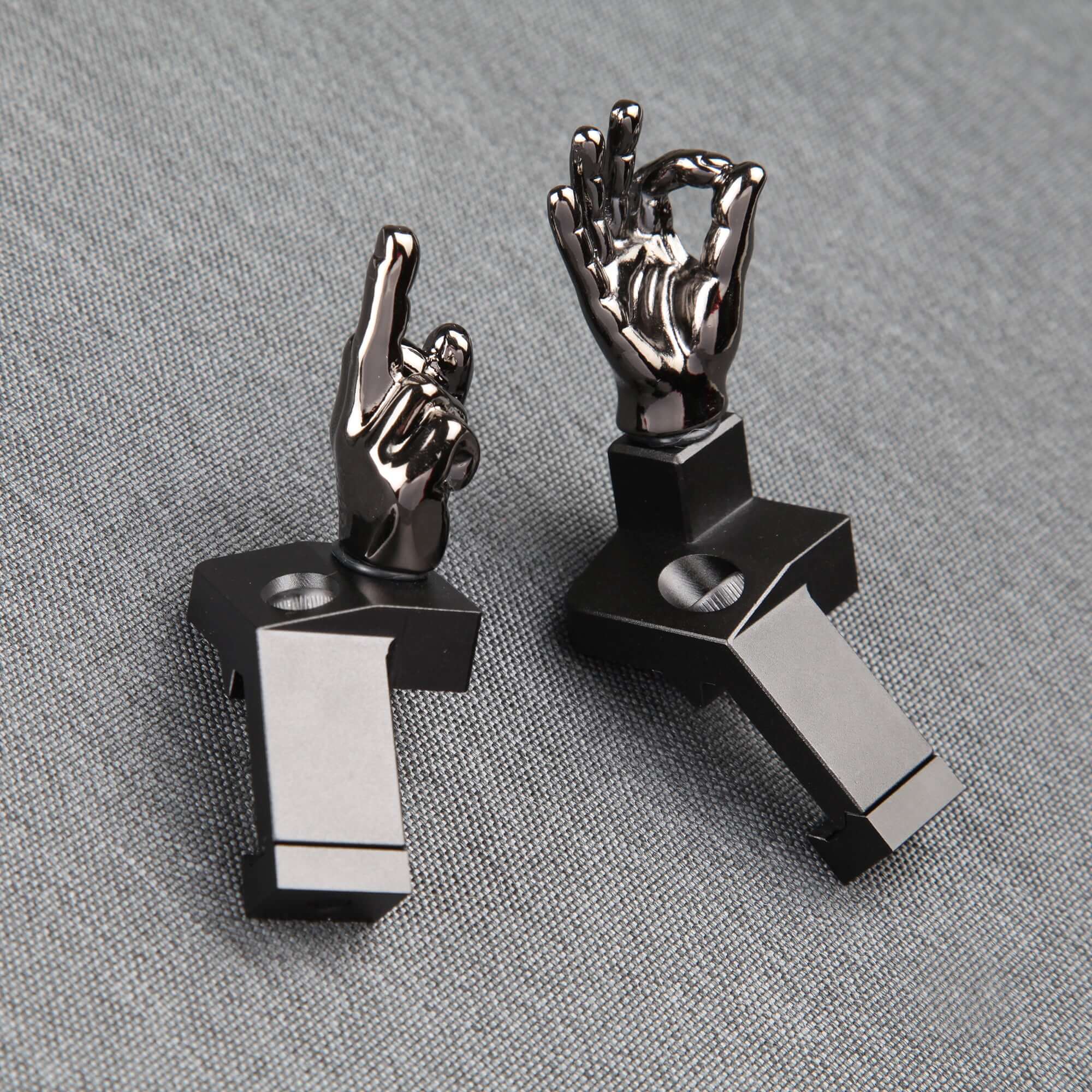 Gloss Tungsten Grey Color Novelty Finger Iron Sight Set - Offset 45 Degree (Middle Finger & OK Hand) - Image 3