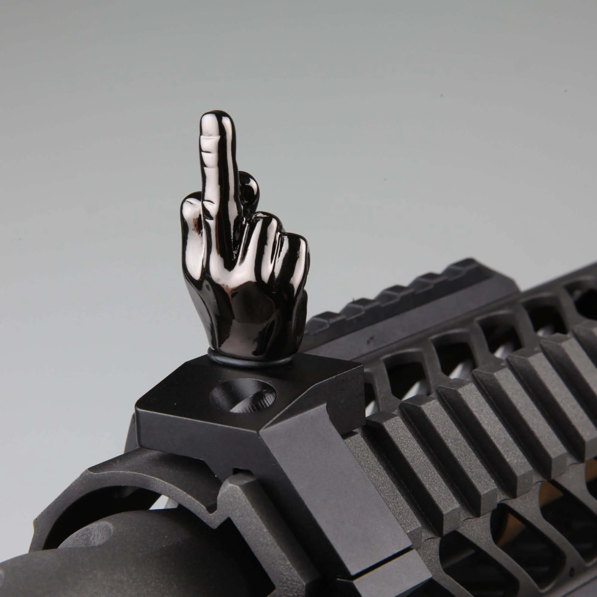 Gloss Tungsten Grey Color Novelty Finger Iron Sight Set - Offset 45 Degree (Middle Finger & OK Hand) - Image 5