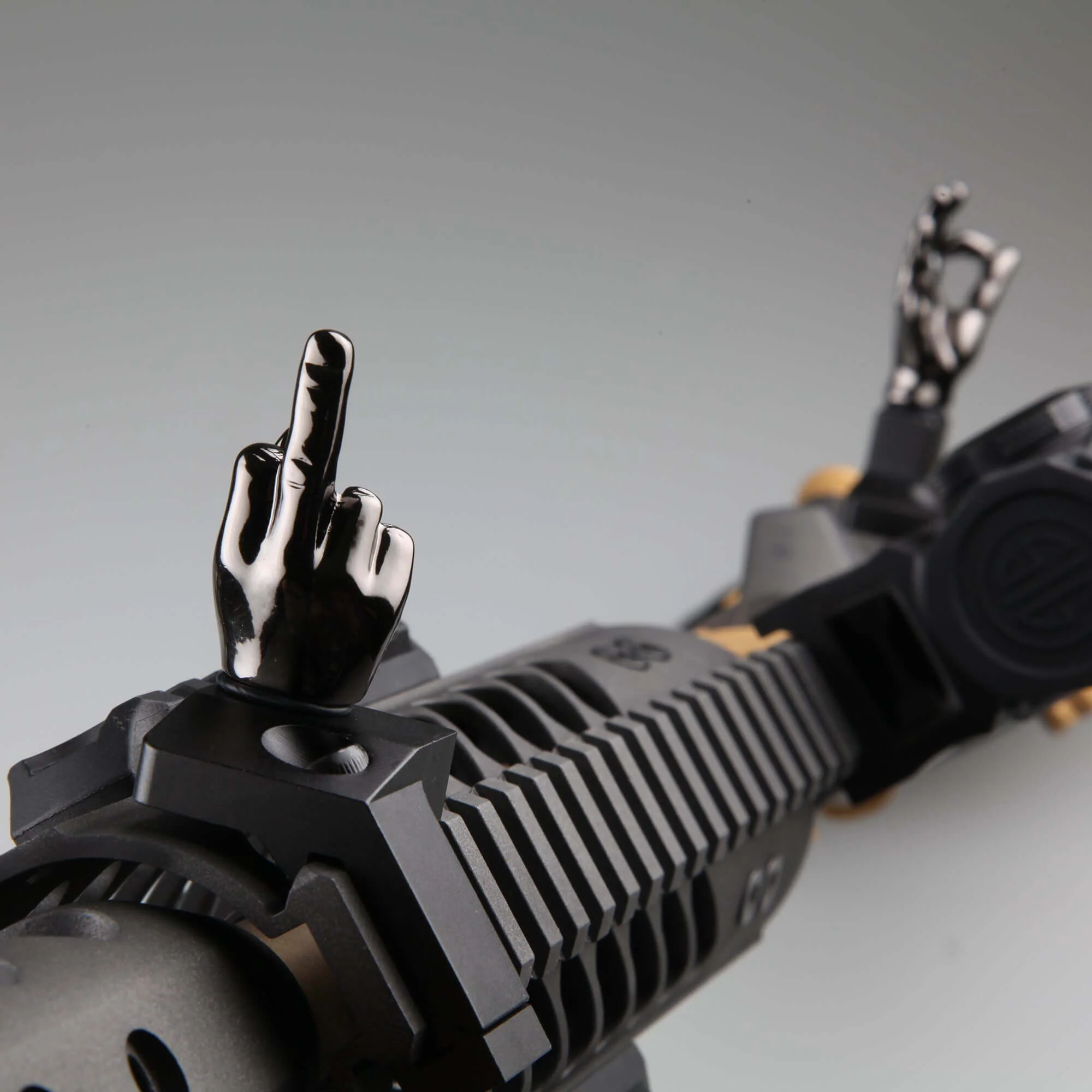 Gloss Tungsten Grey Color Novelty Finger Iron Sight Set - Offset 45 Degree (Middle Finger & OK Hand) - Image 6