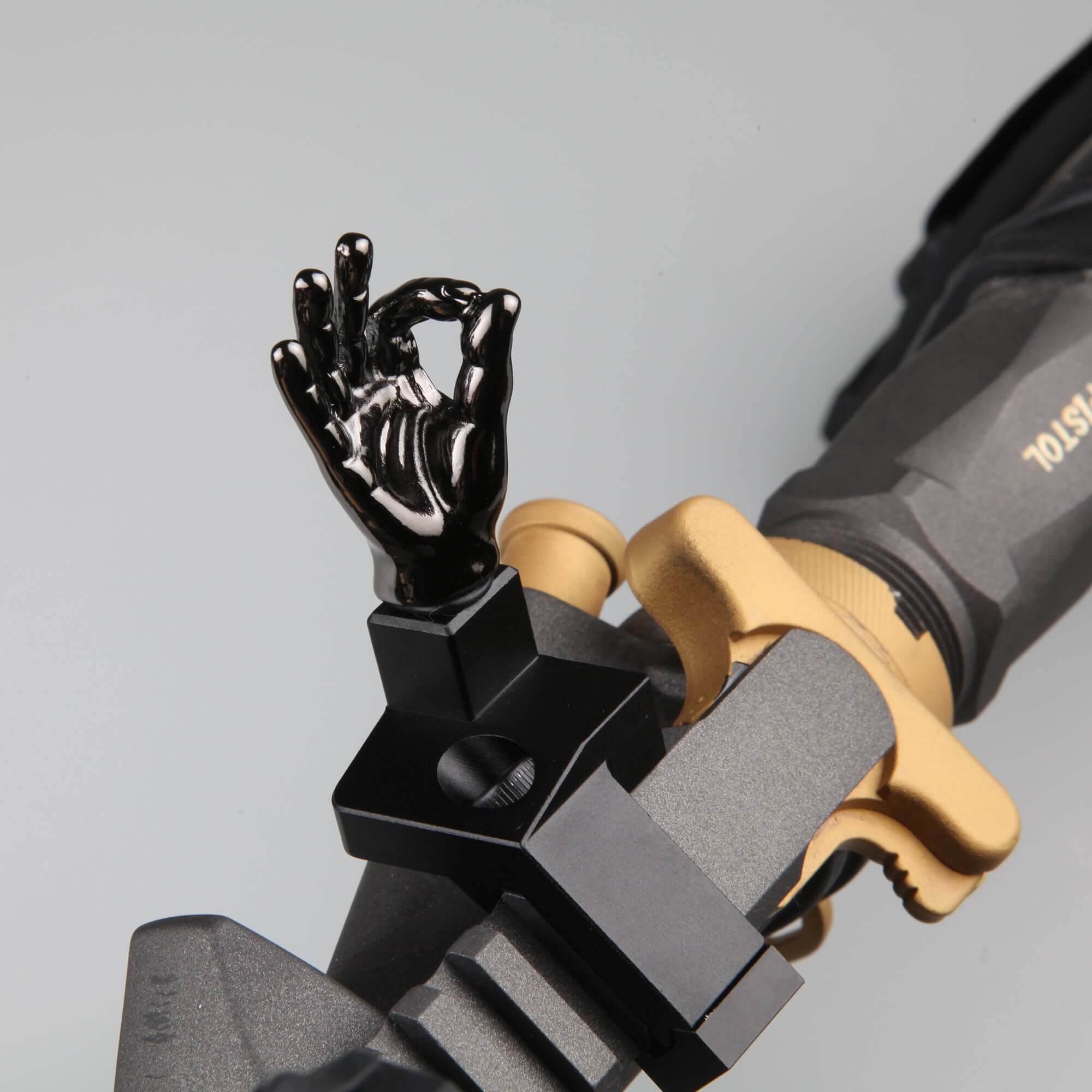 Gloss Tungsten Grey Color Novelty Finger Iron Sight Set - Offset 45 Degree (Middle Finger & OK Hand) - Image 7