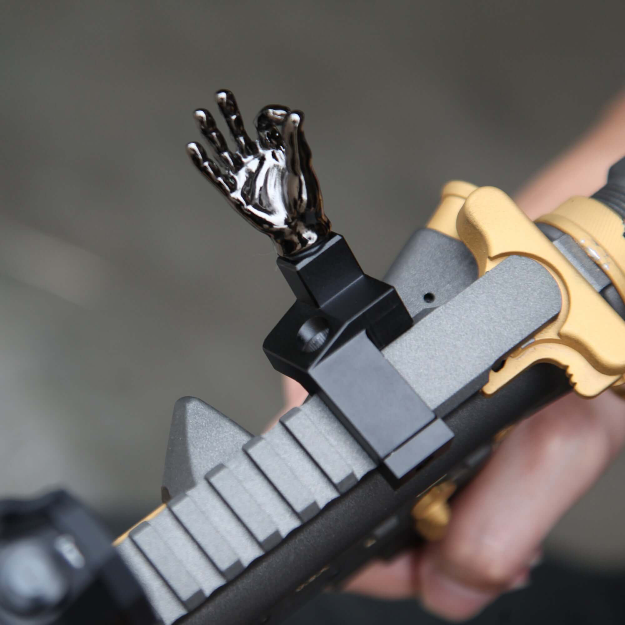 Gloss Tungsten Grey Color Novelty Finger Iron Sight Set - Offset 45 Degree (Middle Finger & OK Hand) - Image 8