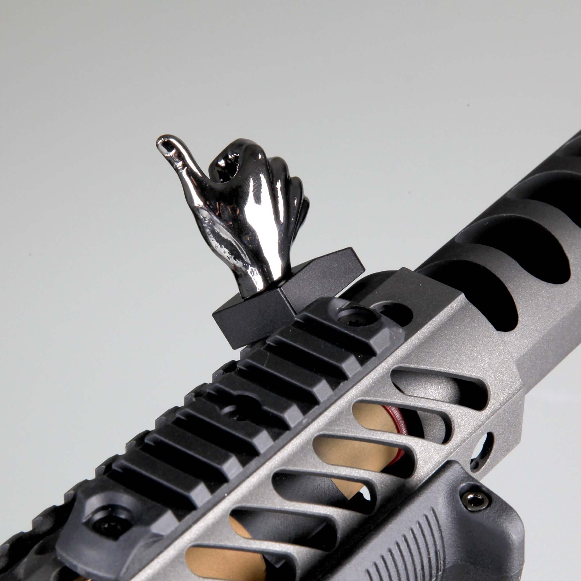 Gloss Tungsten Grey Color Novelty Finger Iron Sight Set - Offset 45 Degree (V Hand & Thumbs Up) - Image 4