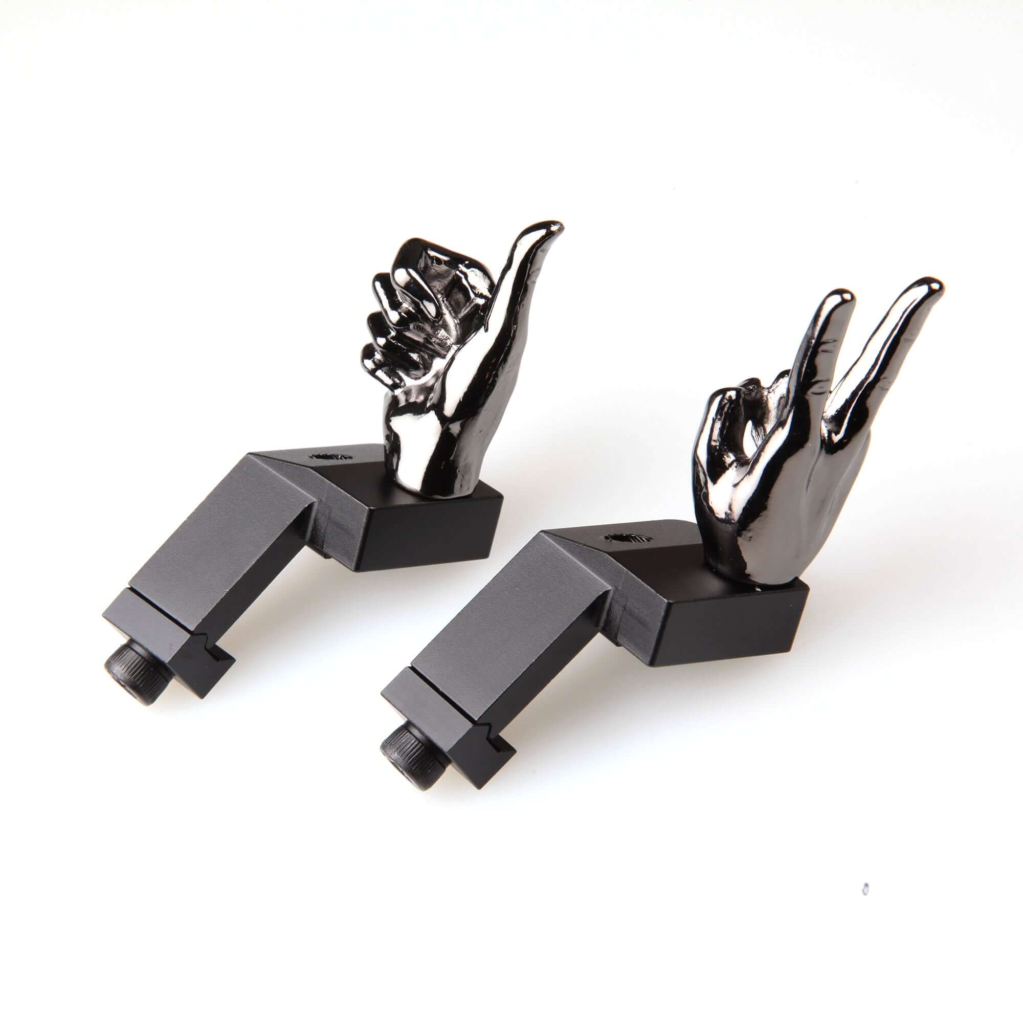Gloss Tungsten Grey Color Novelty Finger Iron Sight Set - Offset 45 Degree (V Hand & Thumbs Up) - Image 6