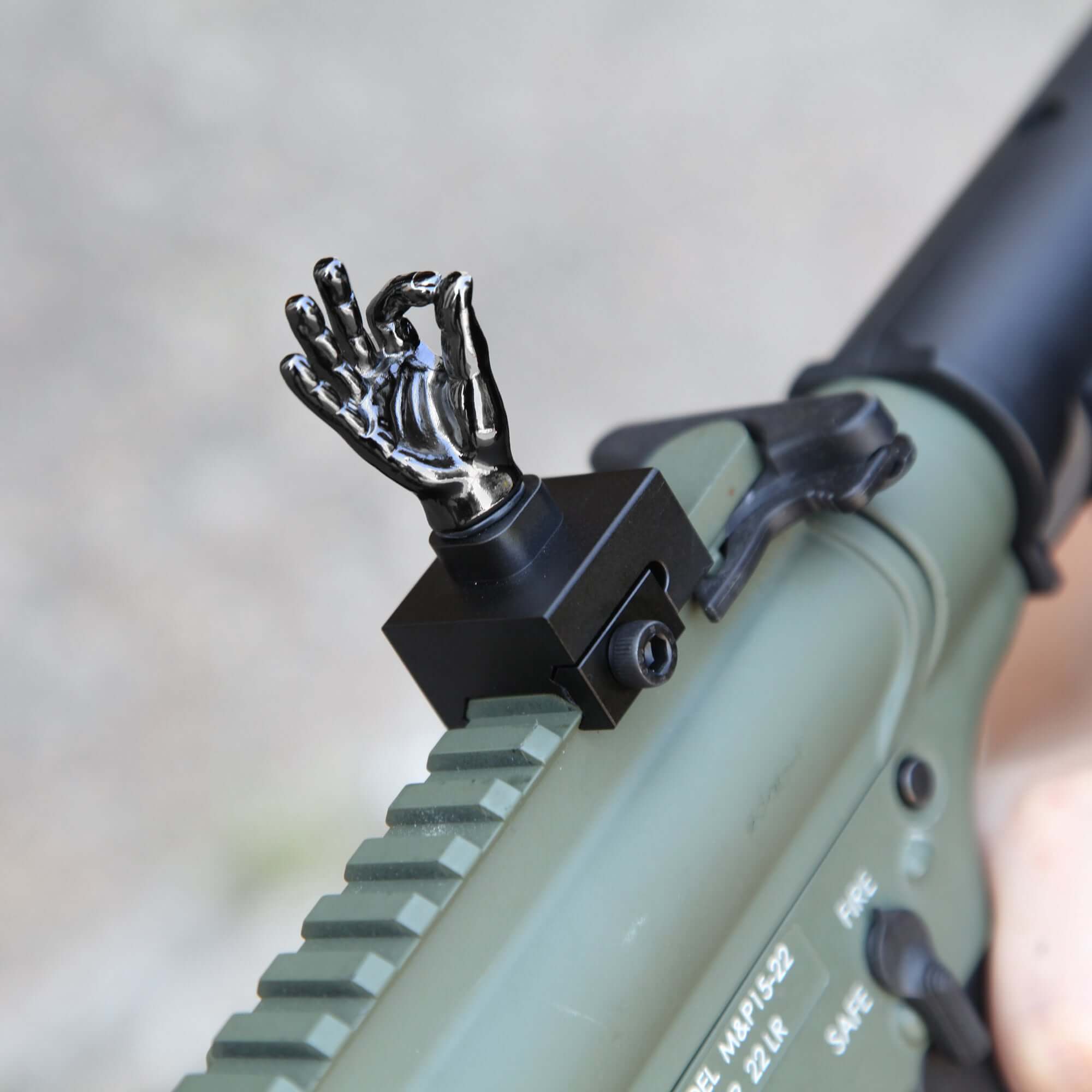 Gloss Tungsten Grey Color Novelty Finger Iron Sight Set - Straight (Middle Finger & OK Hand) - Image 3