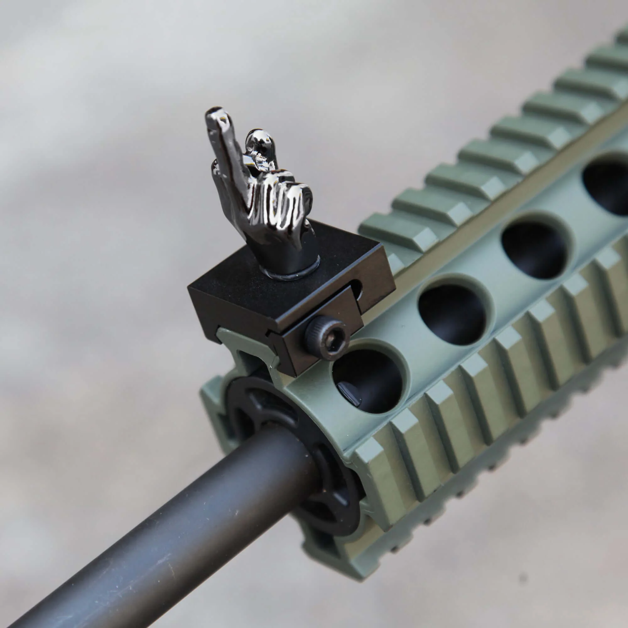 Gloss Tungsten Grey Color Novelty Finger Iron Sight Set - Straight (Middle Finger & OK Hand) - Image 4