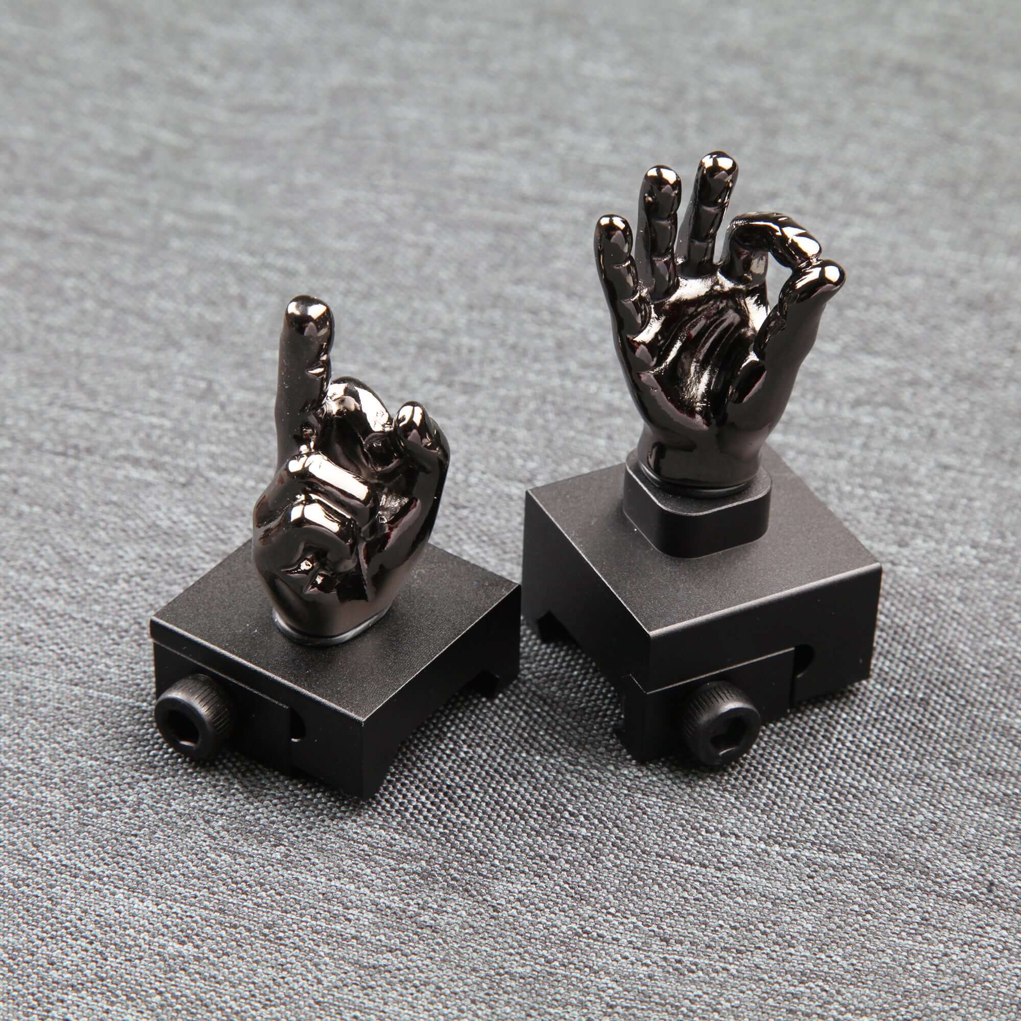 Gloss Tungsten Grey Color Novelty Finger Iron Sight Set - Straight (Middle Finger & OK Hand) - Image 5