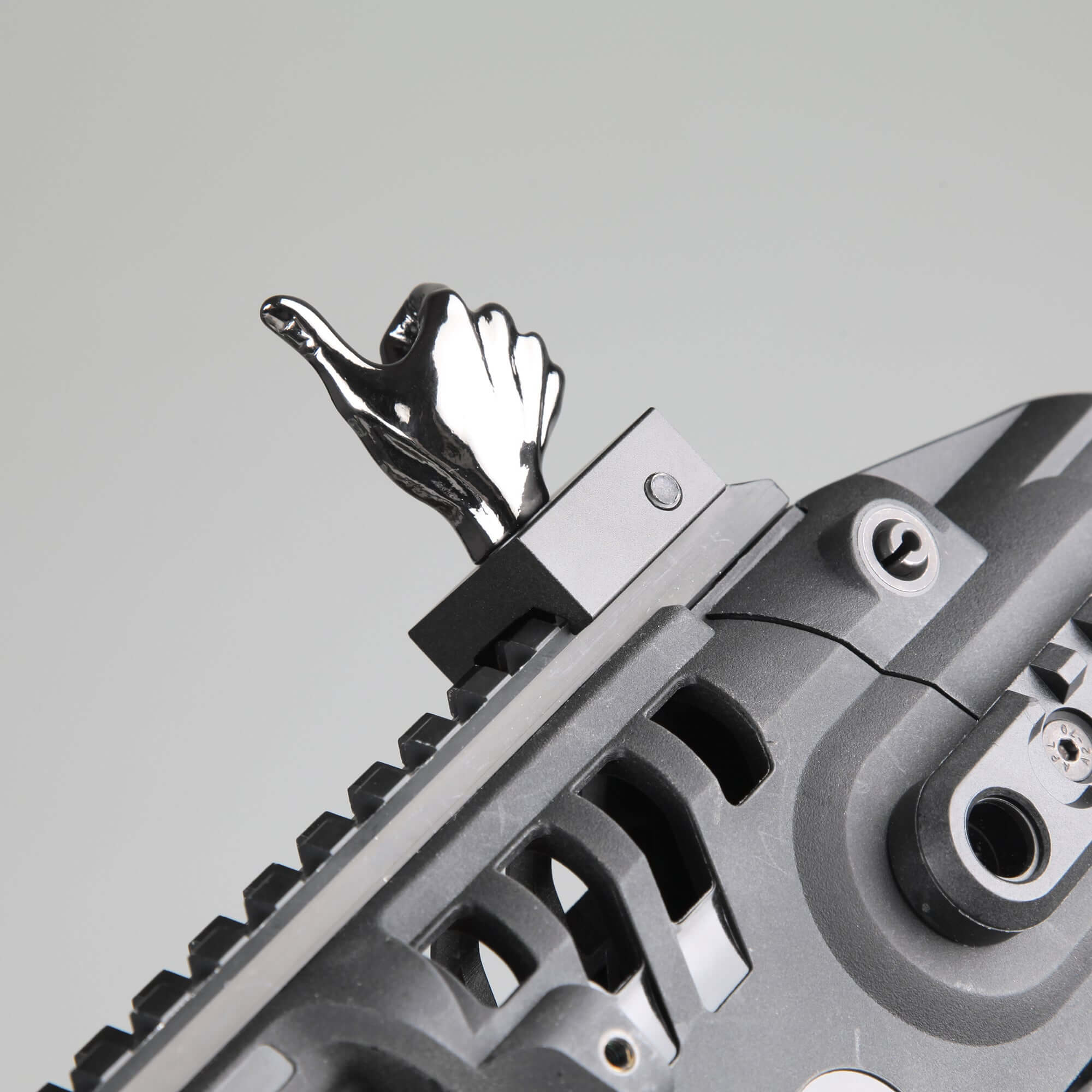 Gloss Tungsten Grey Color Novelty Finger Iron Sight Set - Straight (V Hand & Thumbs Up) - Image 3