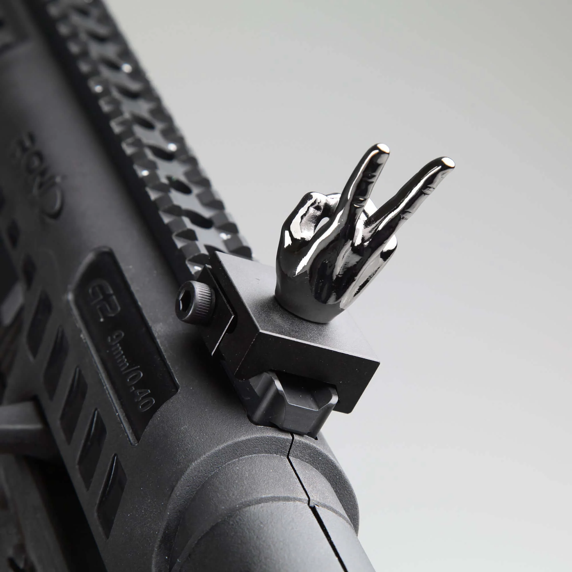 Gloss Tungsten Grey Color Novelty Finger Iron Sight Set - Straight (V Hand & Thumbs Up) - Image 5