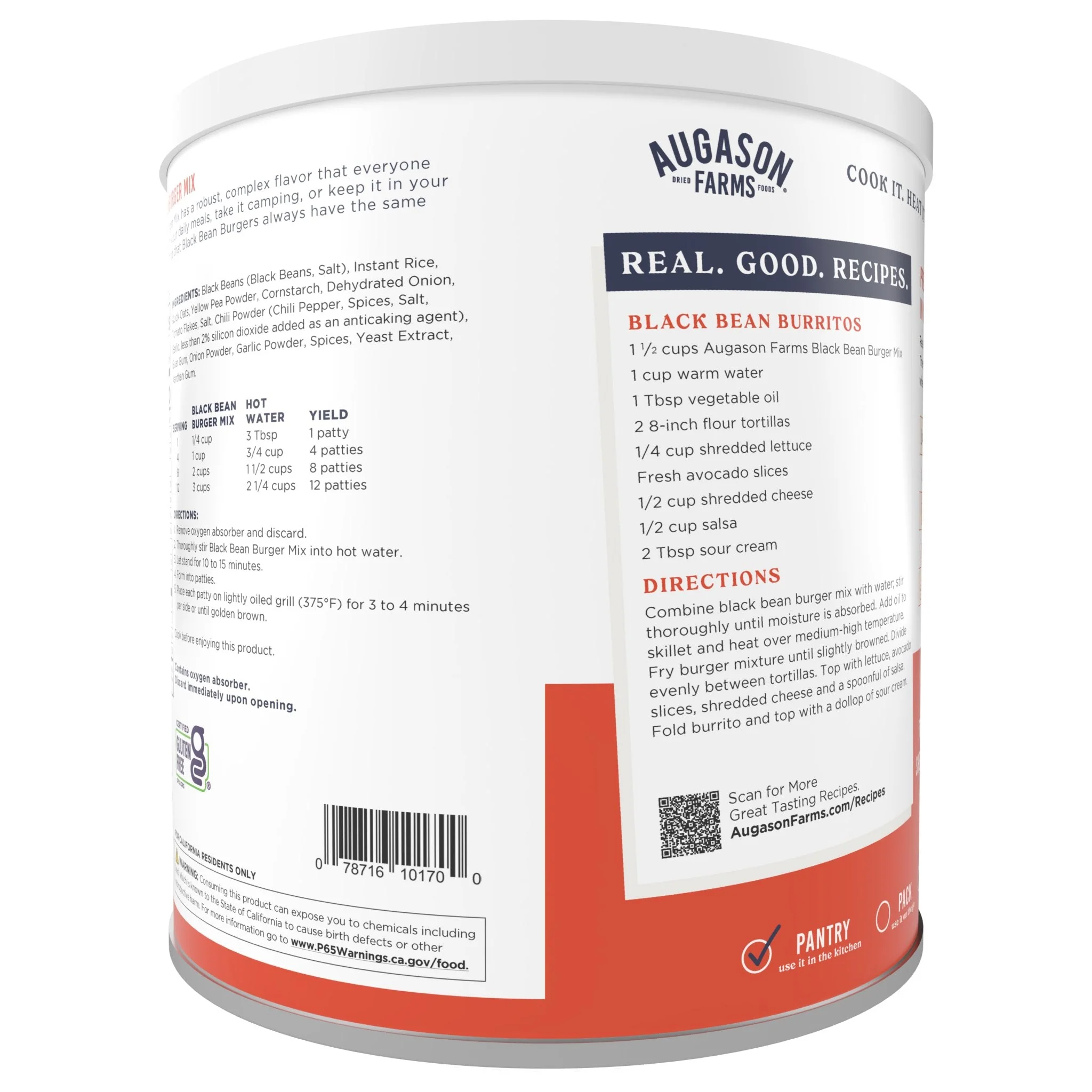 Gluten Free Black Bean Burger Mix Can, 38 Servings - Image 2
