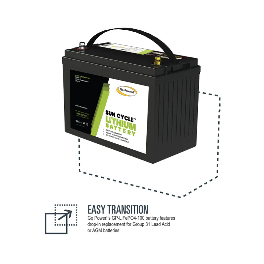 Go Power! 100AH Lithium Iron Phosphate Solar Battery 12 Volt - Image 3