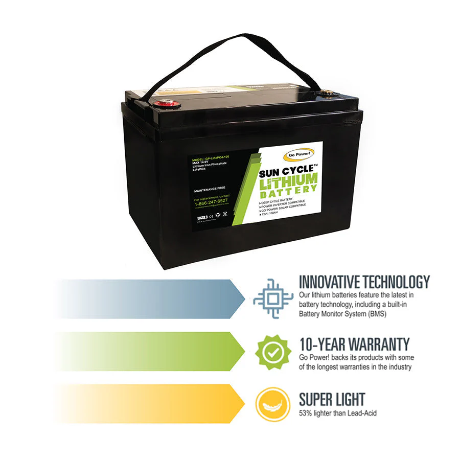 Go Power! 100AH Lithium Iron Phosphate Solar Battery 12 Volt - Image 4