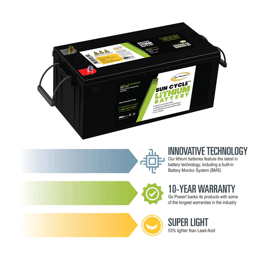 Go Power! 250Ah Lithium Iron Phosphate Solar Battery - Image 7