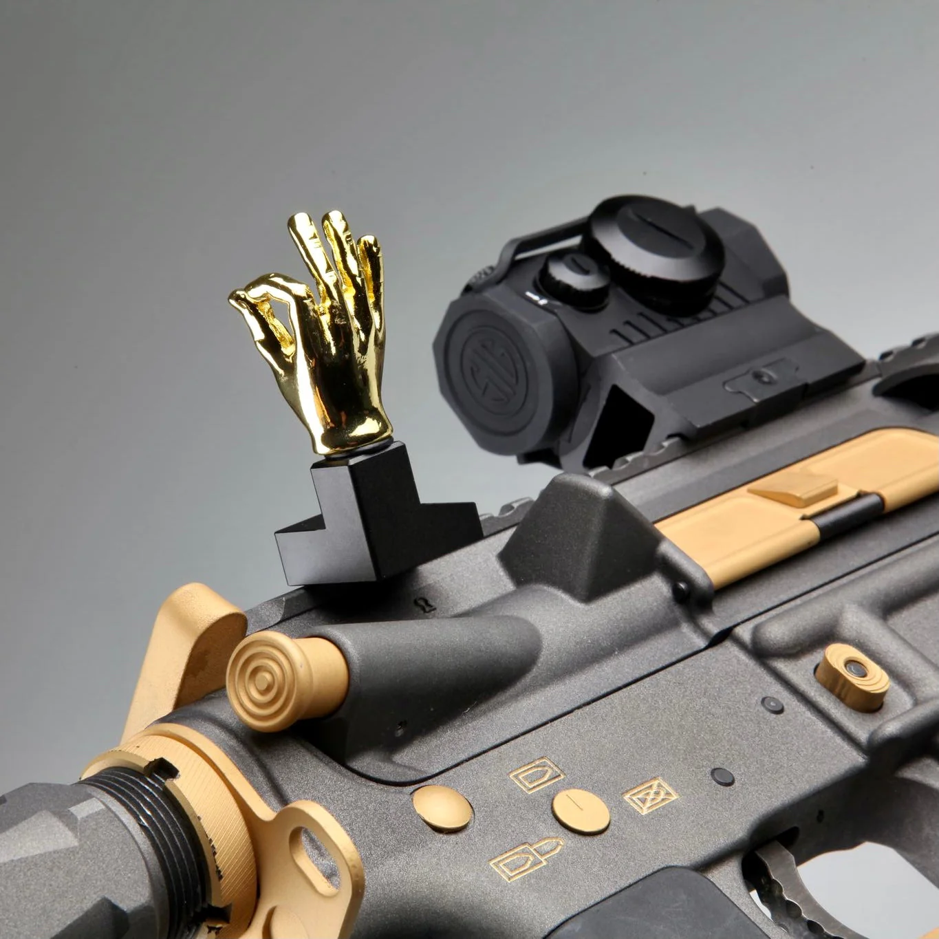 Golden Color Novelty Finger Iron Sight Set - Offset 45 Degree (Middle Finger & OK Hand) - Image 12