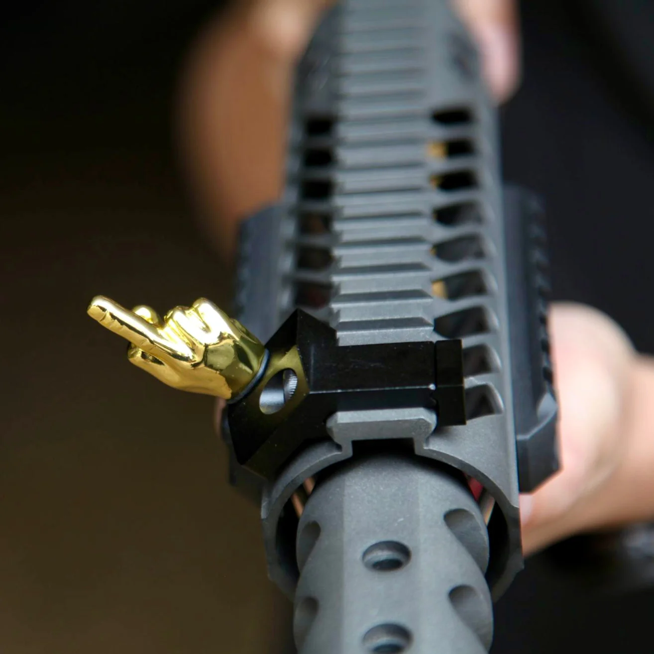 Golden Color Novelty Finger Iron Sight Set - Offset 45 Degree (Middle Finger & OK Hand) - Image 13