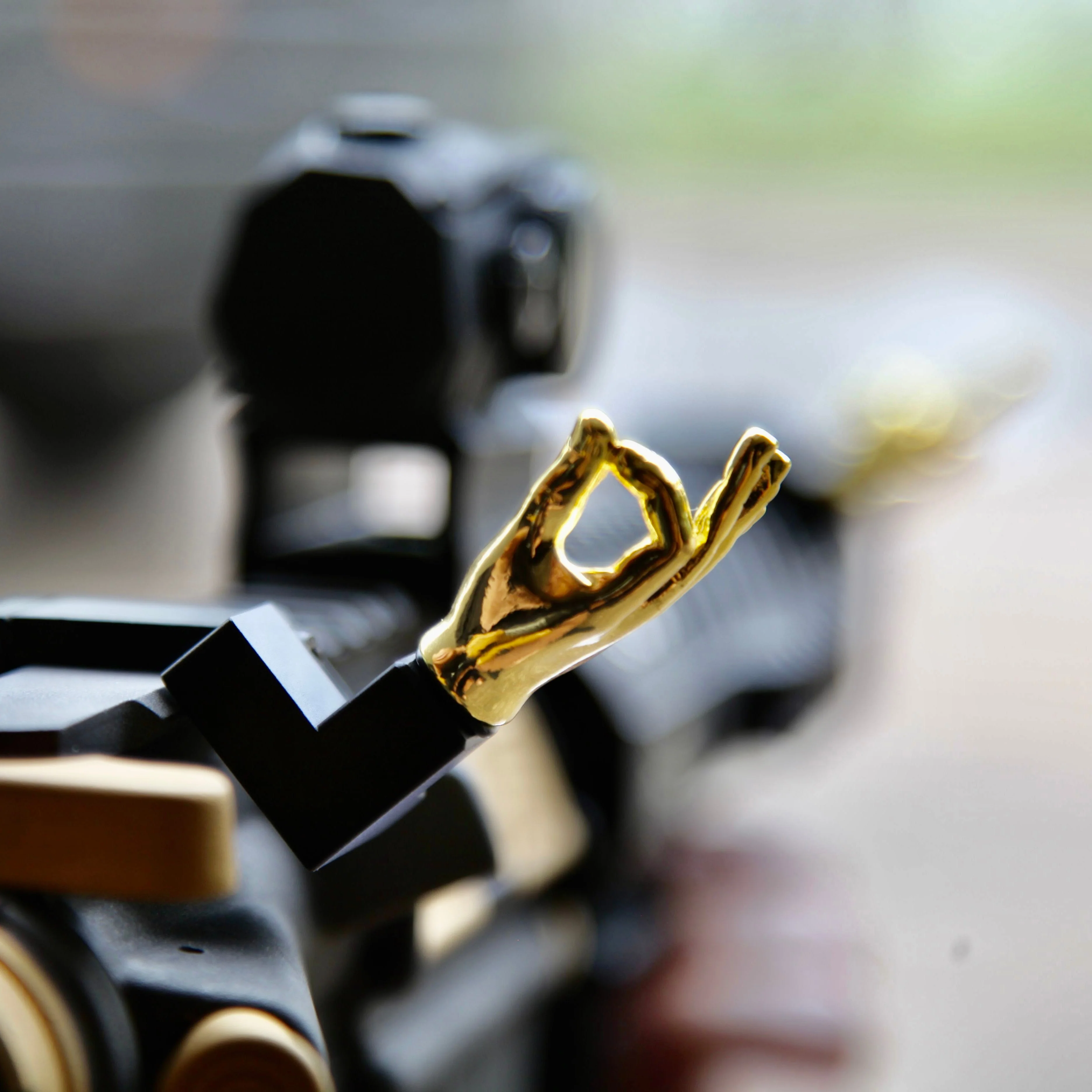 Golden Color Novelty Finger Iron Sight Set - Offset 45 Degree (Middle Finger & OK Hand) - Image 6