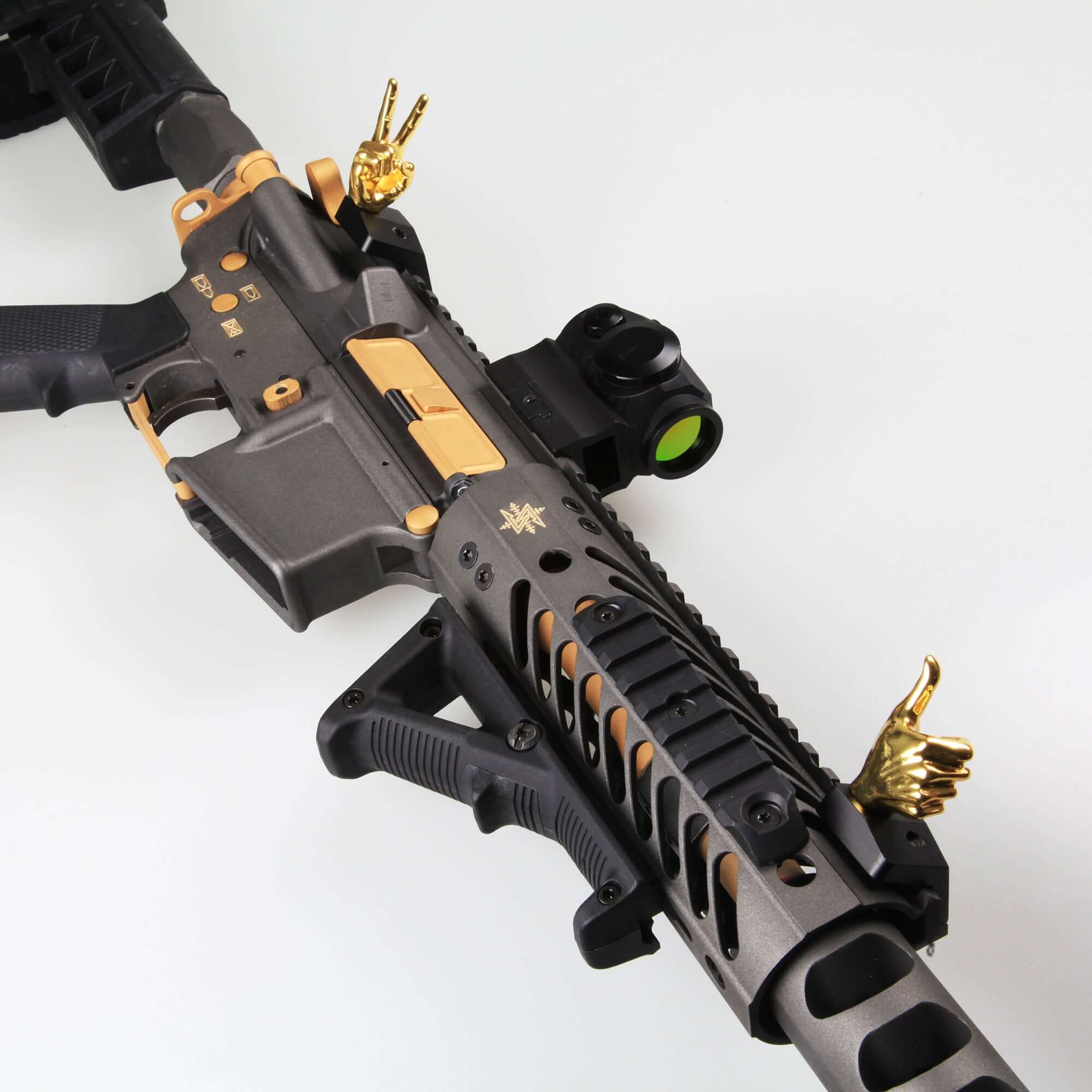 Golden Color Novelty Finger Iron Sight Set - Offset 45 Degree (V Hand & Thumbs Up) - Image 3