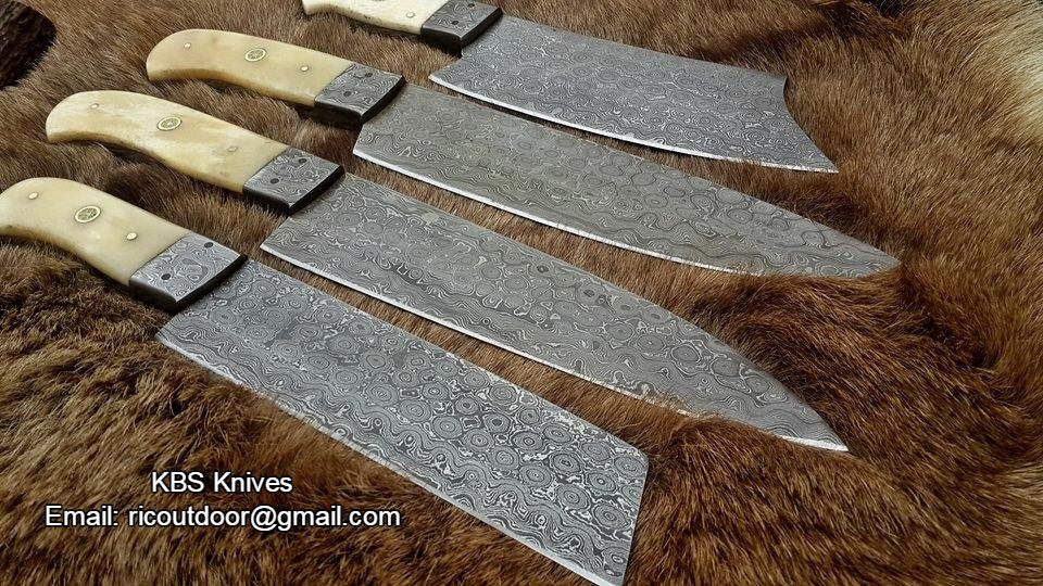 Hand Made Damascus Kitchen Knives Set - Image 2