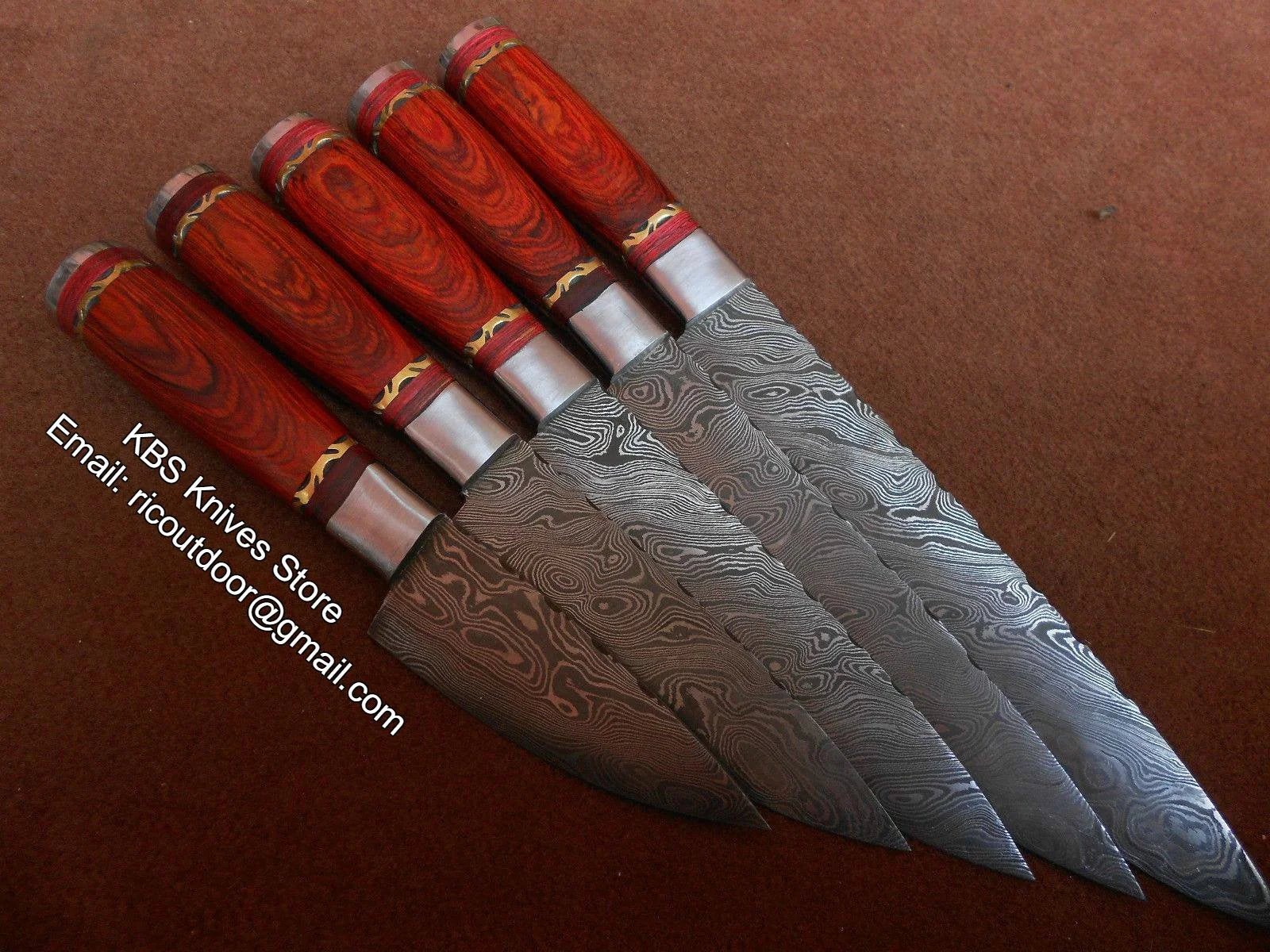 Hand Made Damascus Kitchen Knives Set - Image 4