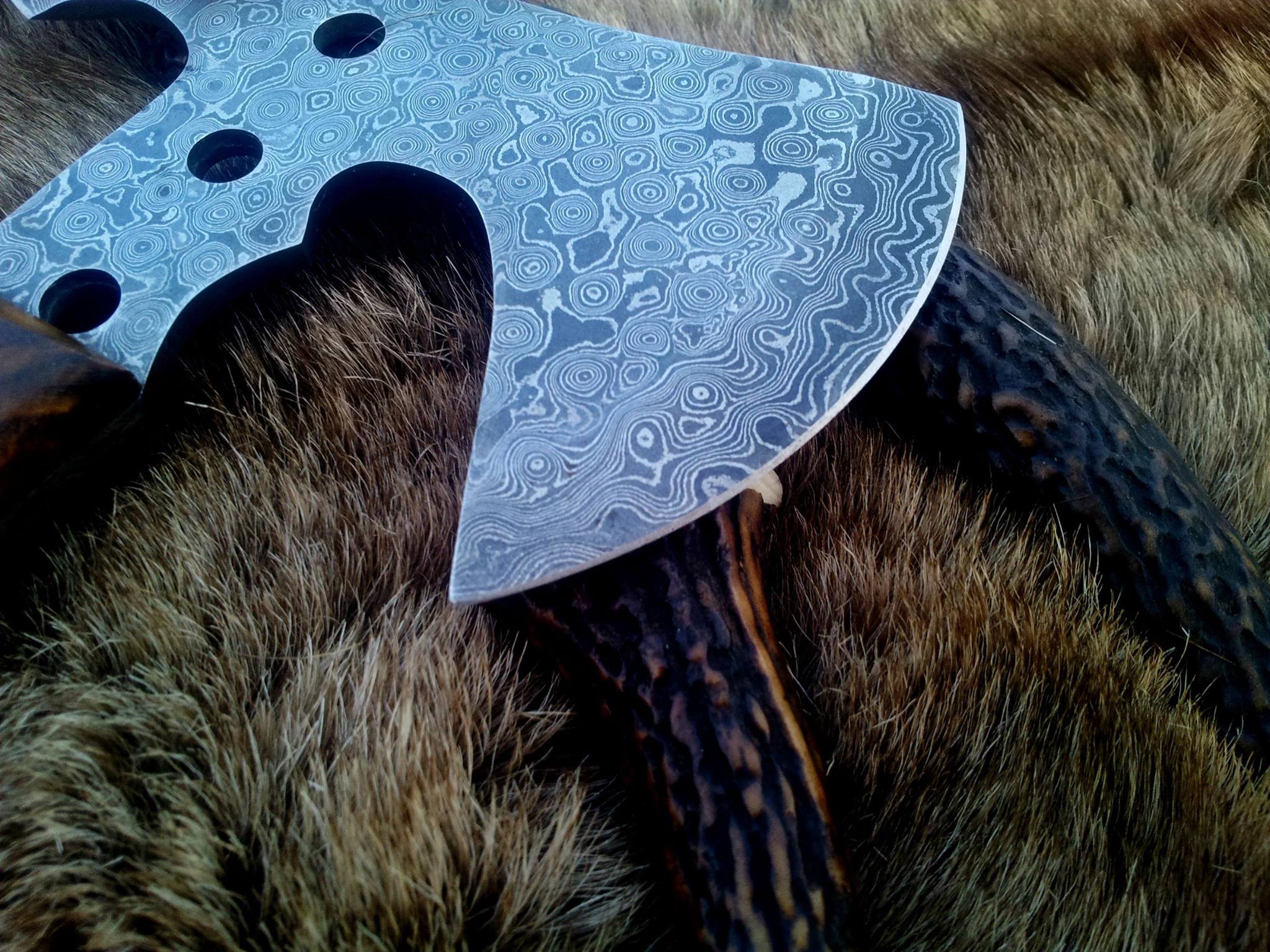 Hand Made Damascus Mini Axe - Image 2