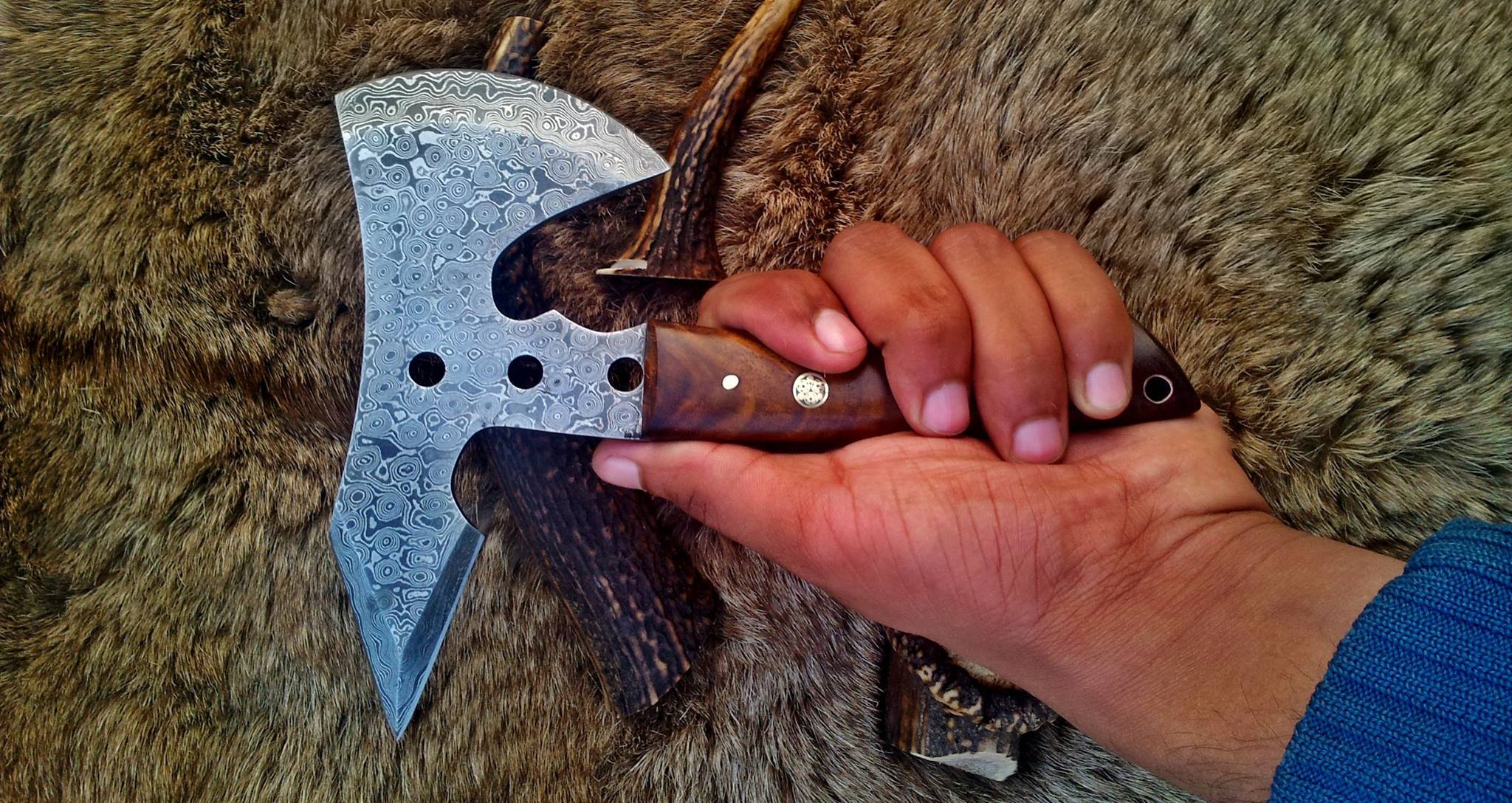 Hand Made Damascus Mini Axe - Image 3