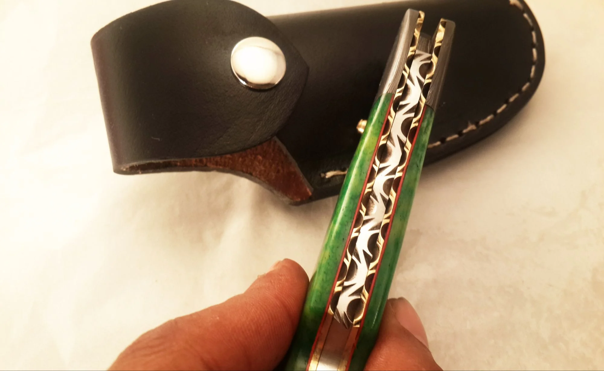 Hand Made Damascus Pocket Knife - Image 2