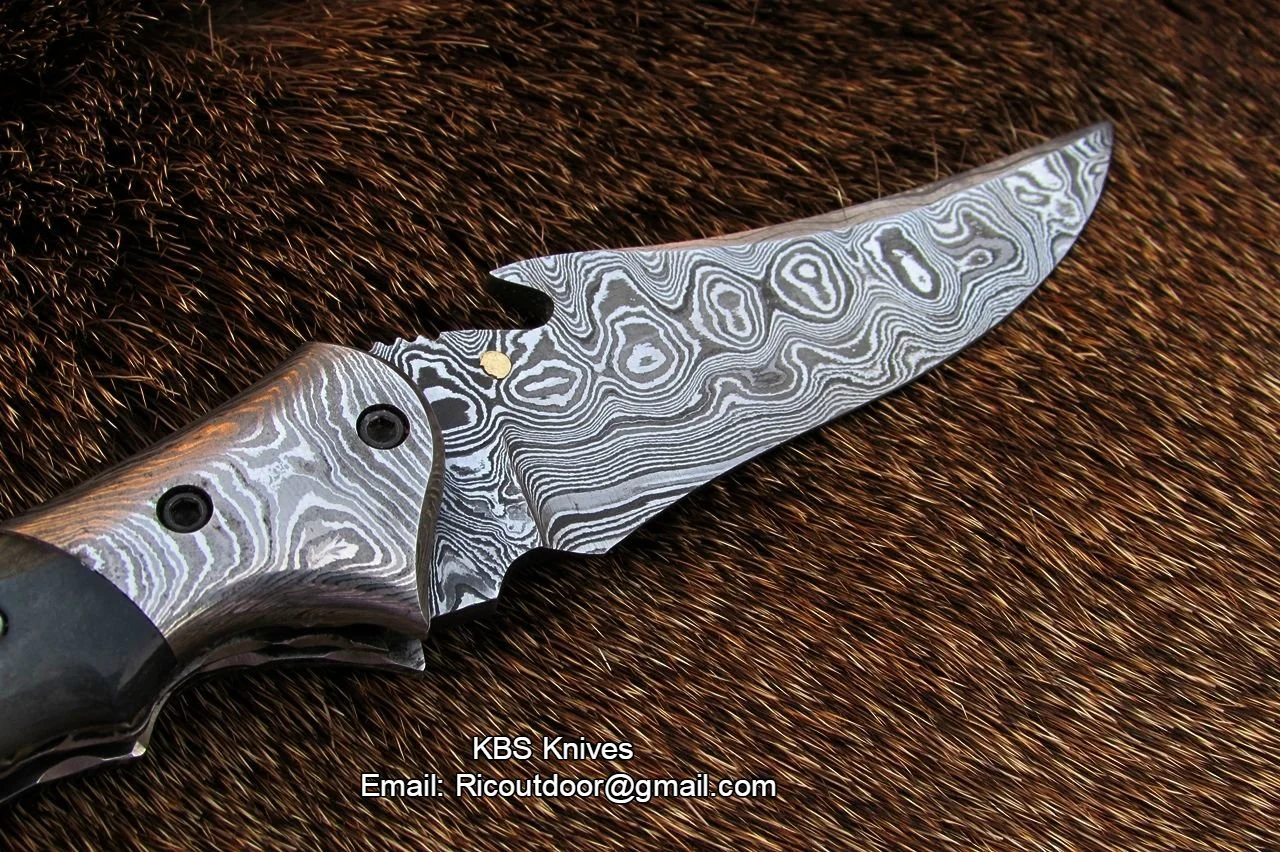 Hand Made Damascus Pocket Knife - Image 2