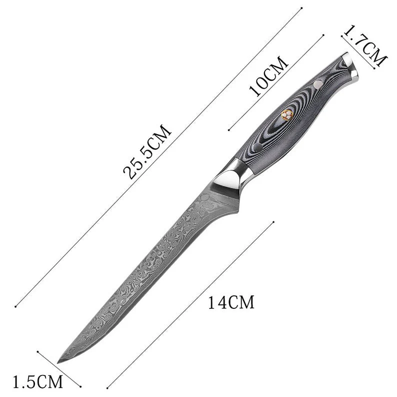 Handmade Damascus Steel Fishing Fillet Knife with G10 Micarta Handle - 13 Inch Overall Length - Image 3