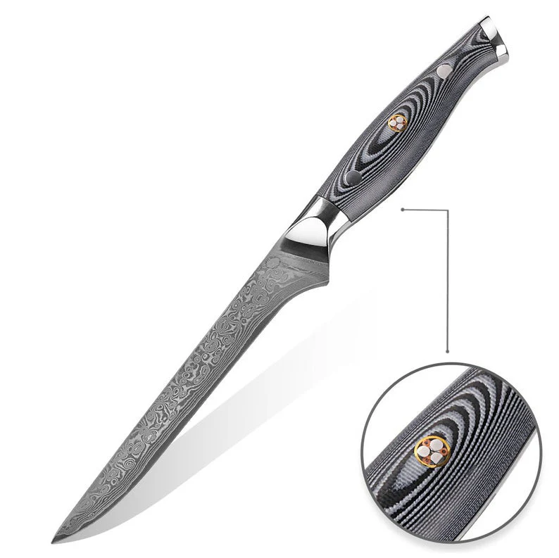 Handmade Damascus Steel Fishing Fillet Knife with G10 Micarta Handle - 13 Inch Overall Length - Image 4