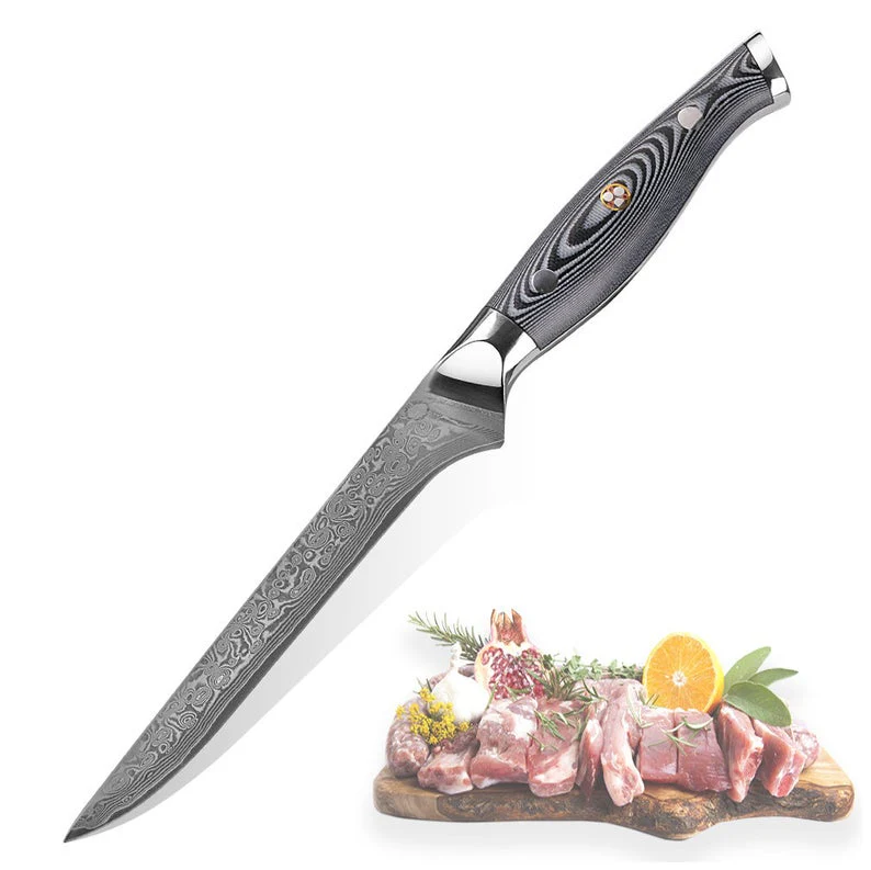 Handmade Damascus Steel Fishing Fillet Knife with G10 Micarta Handle - 13 Inch Overall Length - Image 5