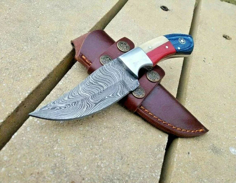 Handmade Knife Damascus Hunting Knives American Flag Knife 8" Inches for Groomsmen Gift Anniversary Gift Wedding Gift Personalized Gift - Image 2