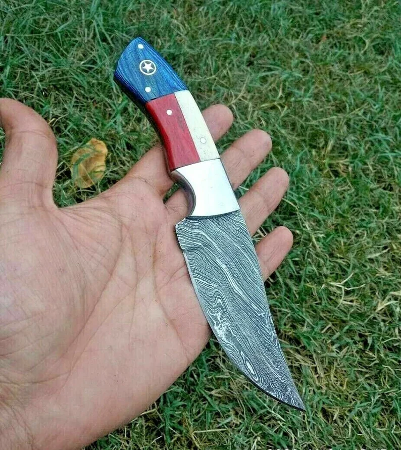 Handmade Knife Damascus Hunting Knives American Flag Knife 8" Inches for Groomsmen Gift Anniversary Gift Wedding Gift Personalized Gift - Image 3